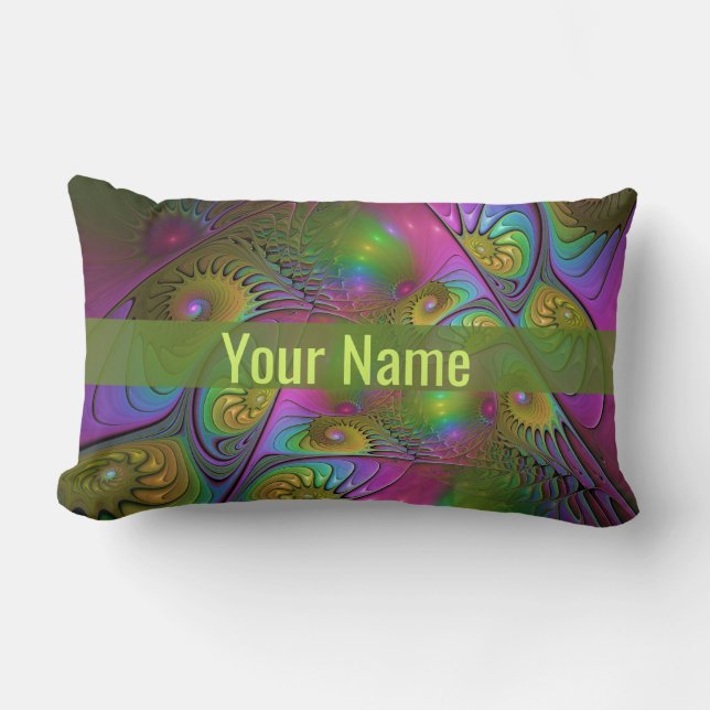 De kleurrijke lichtgevende Trippy Abstracte Fracta Kussen (Voorkant)