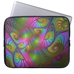 De Kleurrijke Lichtgevende Trippy Abstracte Fracta Laptop Sleeve