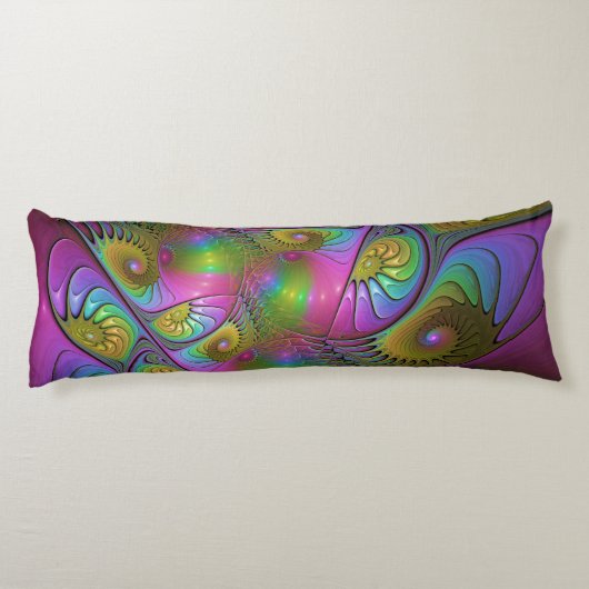 De kleurrijke lichtgevende Trippy Abstracte Fracta Lichaamskussen (Achterkant)