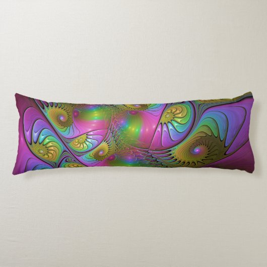 De kleurrijke lichtgevende Trippy Abstracte Fracta Lichaamskussen (Voorkant)