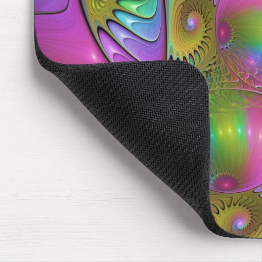 De kleurrijke lichtgevende Trippy Abstracte Fracta Muismat (Hoek)