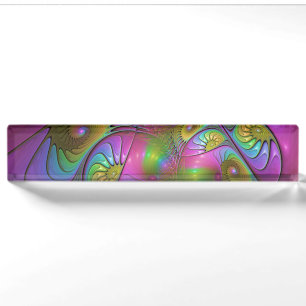 De Kleurrijke Lichtgevende Trippy Abstracte Fracta Naambordje