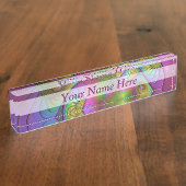 De kleurrijke lichtgevende trippy Abstracte fracta Naambordje (Zijkant)