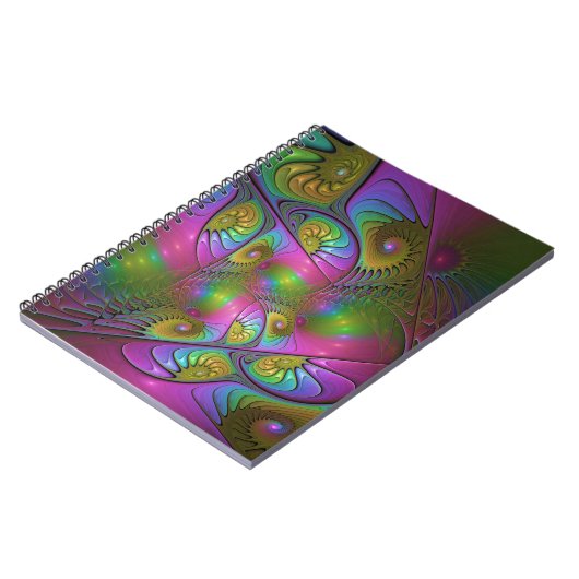 De kleurrijke lichtgevende Trippy Abstracte Fracta Notitieboek (Linkerzijde)