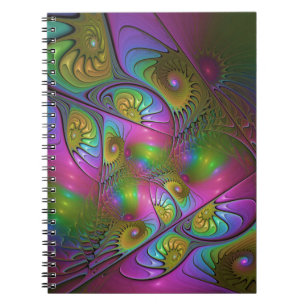 De kleurrijke lichtgevende Trippy Abstracte Fracta Notitieboek
