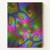 De kleurrijke lichtgevende Trippy Abstracte Fracta Notitieboek (Achterkant)