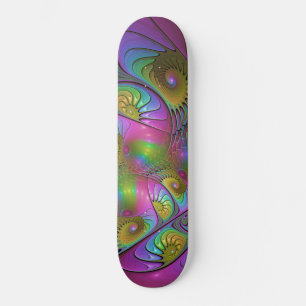 De kleurrijke lichtgevende Trippy Abstracte Fracta Persoonlijk Skateboard