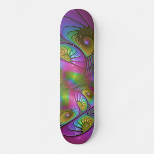De kleurrijke lichtgevende Trippy Abstracte Fracta Persoonlijk Skateboard