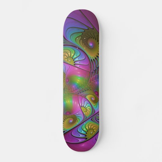 De kleurrijke lichtgevende Trippy Abstracte Fracta Persoonlijk Skateboard (Voorkant)