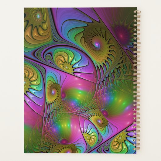 De kleurrijke lichtgevende Trippy Abstracte Fracta Planner (Achterkant)