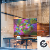 De kleurrijke lichtgevende Trippy Abstracte Fracta Raamsticker (Cafe Raam)