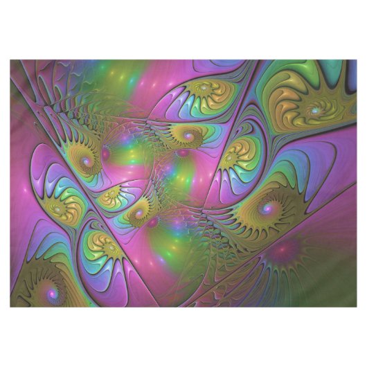 De kleurrijke lichtgevende Trippy Abstracte Fracta Tafelkleed (Voorkant (Horizontaal))