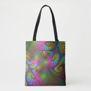 De kleurrijke lichtgevende Trippy Abstracte Fracta Tote Bag