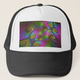 De kleurrijke lichtgevende Trippy Abstracte Fracta Trucker Pet