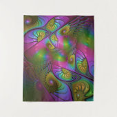 De kleurrijke lichtgevende Trippy Abstracte Fracta Wandkleed (Voorkant)