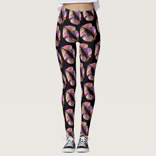 De kleurrijke Moderne Zwarte van Lippen Leggings