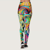 De Kleurrijke Olifant op Aangepaste Strakke Mode Leggings (Achterkant)