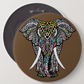 De kleurrijke olifant ronde button 6,0 cm (Voorkant /achterkant)