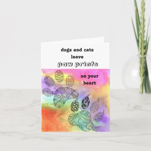 De kleurrijke Poot van het Huisdier drukt Bedankkaart (Voorkant)