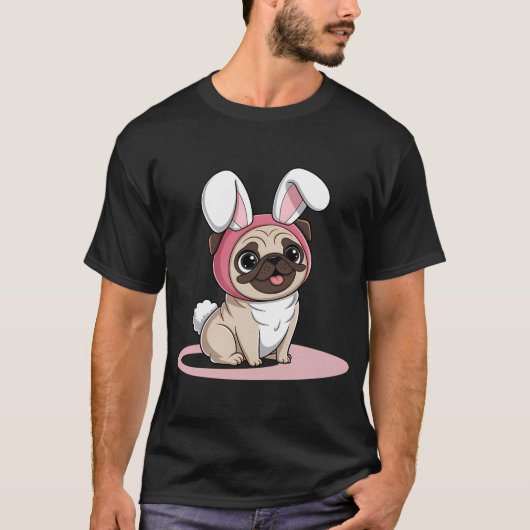 De Kleurrijke Pug T-shirt (Voorkant)