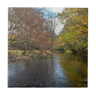 De kleurrijke Reflecties van de Herfst op de Natuu Tegeltje