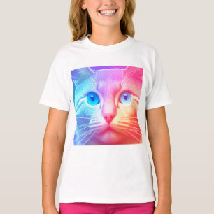 De kleurrijke regenboog Kat T-shirt