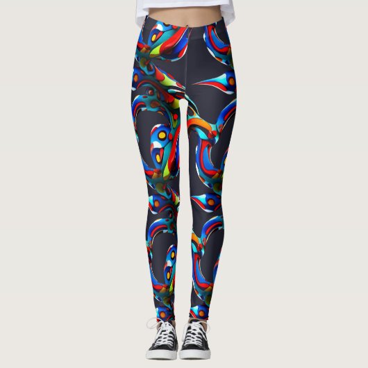 De kleurrijke rood blauwe arabische Leggings (Voorkant)