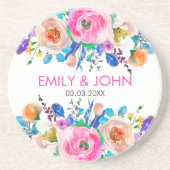 De kleurrijke Rozen van de Waterverf - sparen de D Zandsteen Onderzetter (Voorkant)