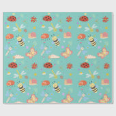 De kleurrijke Schattige Bugs Kids Verjaardag Cadeaupapier (Vlak)