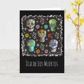 De kleurrijke Schedels van de Suiker Kaart (Gele Bloem)