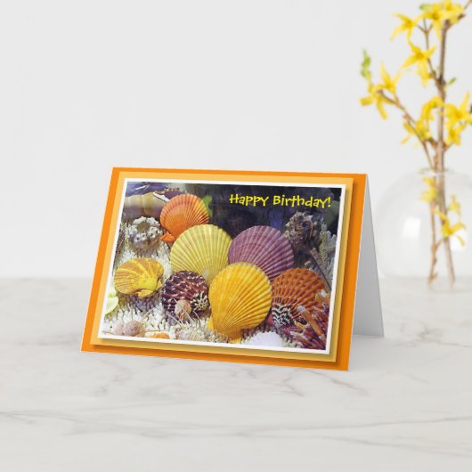 De kleurrijke Shells Kaart van de Verjaardag (Gele Bloem)