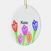 De kleurrijke tulp waterverf voegt naamtekst moder keramisch ornament (Rechts)
