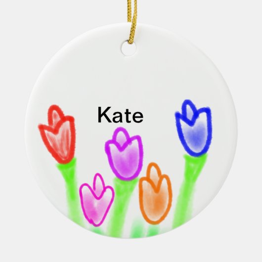 De kleurrijke tulp waterverf voegt naamtekst moder keramisch ornament (Voorkant)