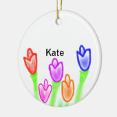 De kleurrijke tulp waterverf voegt naamtekst moder keramisch ornament (Links)