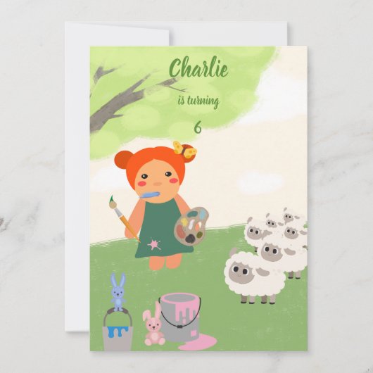 De kleurrijke verf van de pop verjaardag kaart (Voorkant)