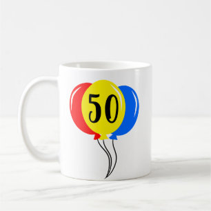 De kleurrijke Vijfde Ballons van de Verjaardag Koffiemok