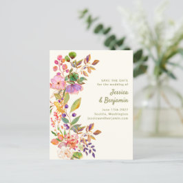 De kleurrijke Waterverf Floral Wedding bewaart de Briefkaart