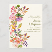 De kleurrijke Waterverf Floral Wedding bewaart de  Briefkaart (Voorkant)