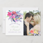 De kleurrijke Waterverf Floral Wedding bewaart de  Save The Date (Voorkant)