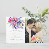 De kleurrijke Waterverf Floral Wedding bewaart de  Save The Date (Staand voorkant)