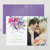 De kleurrijke Waterverf Floral Wedding bewaart de  Save The Date (Voorkant / Achterkant)