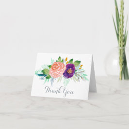 De kleurrijke Waterverf van de Tuin Bloemen dankt Bedankkaart