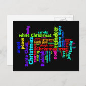 De kleurrijke Wolk van Word van Kerstmis Feestdagenkaart (Voorkant / Achterkant)