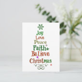 De kleurrijke Woorden van de Kerstboom Feestdagenkaart (Staand voorkant)