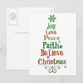 De kleurrijke Woorden van de Kerstboom Feestdagenkaart (Voorkant / Achterkant)