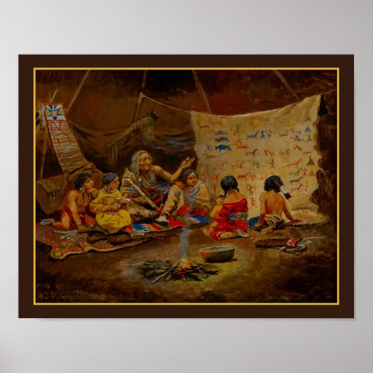 "De kleuterschool" door Charles Marion Russell 190 Poster (Voorkant)