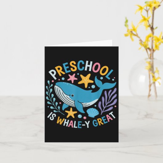 De kleuterschool is de Whale-y Great Preschool Tea Kaart (Gele Bloem)
