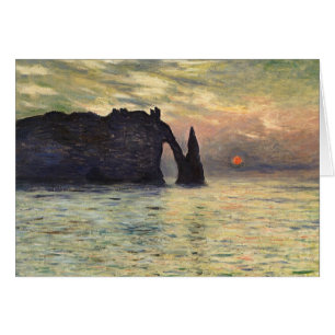 De klif Etretat, Zonsondergang door Claude Monet