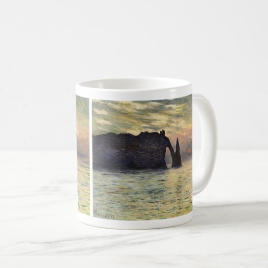 De klif Etretat, Zonsondergang door Claude Monet Koffiemok (Voorkant rechts)