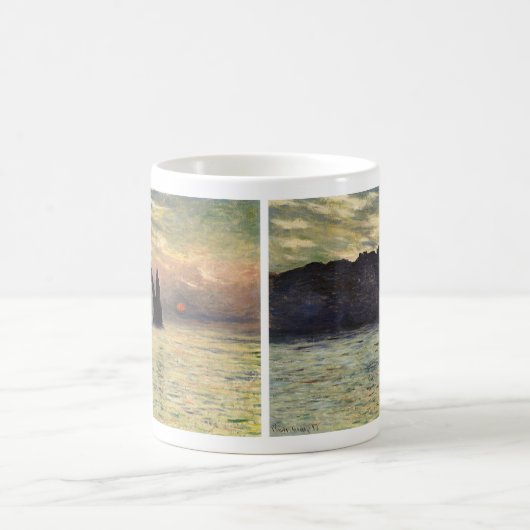 De klif Etretat, Zonsondergang door Claude Monet Koffiemok (Center)